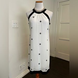 010 Jonathan Martín White & Black MIDI Sleeveless Dress Size 8 NWT